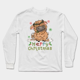 Cow Christmas Cute Cow Merry Christmas Xmas Matching Long Sleeve T-Shirt